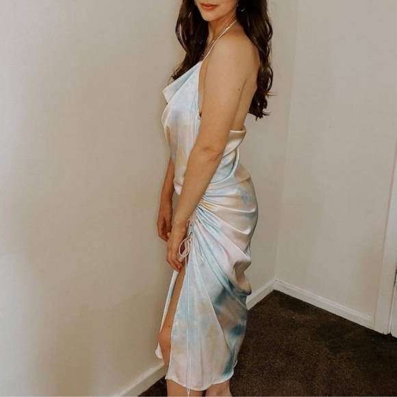 ZARA Tie Dye Satin Slip Midi Dress Size Small - Picture 7 of 16